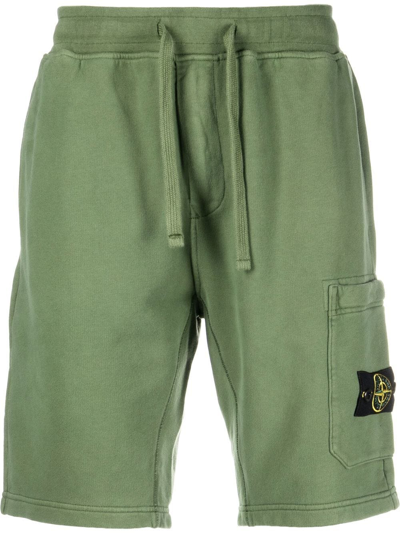 Stone Island Compass-patch Track Shorts In Green