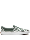 Vans Classic Slip-on Checkerboard Sneakers In Green In Green