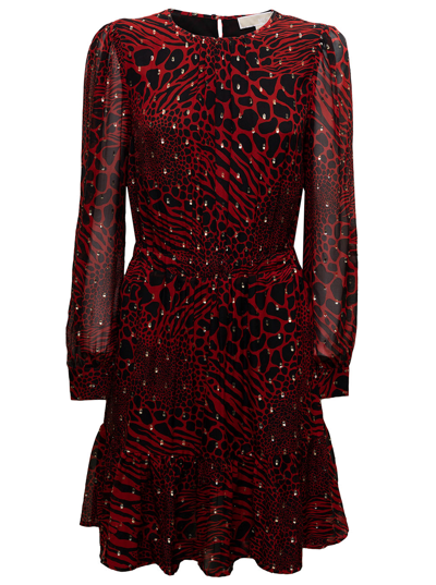 Michael Michael Kors Animalier Red Dress With Metallic Polka Dots Details M Michael Kors Woman In Black