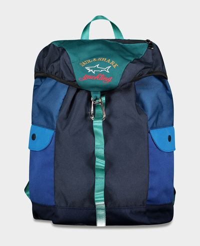 Paul & Shark Color Block Backpack With Embroidered Logo In Blue