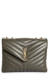 Saint Laurent Loulou Medium Calf Flap-top Shoulder Bag In Storm