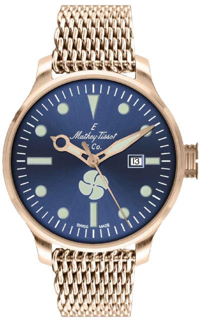 Mathey-tissot Elica Automatic Blue Dial Mens Watch U-121pbu In Blue / Gold / Gold Tone / Rose / Rose Gold / Rose Gold Tone