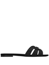 Saint Laurent Tribute Mules With Rhinestones In Black