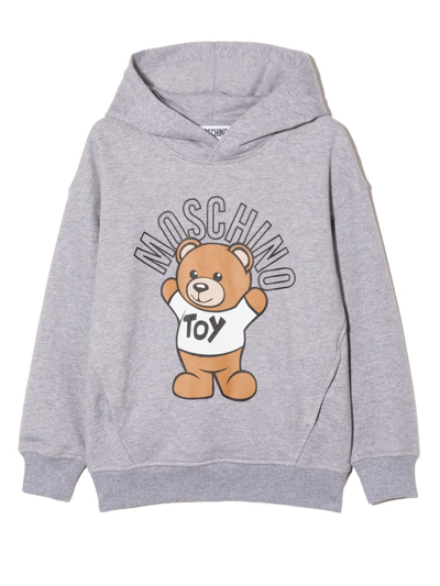 Moschino Teddy Bear-motif Hoodie In Grey