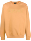 Versace Embroidered-logo Detail Sweatshirt In Brown
