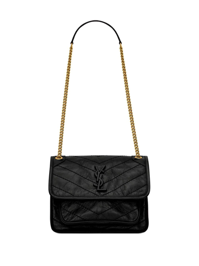 Saint Laurent Niki Logo-lettering Shoulder Bag In Black