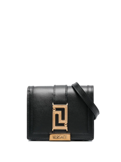 Versace Greca-plaque Detail Wallet In Black