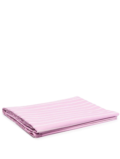 Tekla 220x220 Stripe-print Bedsheet In Pink