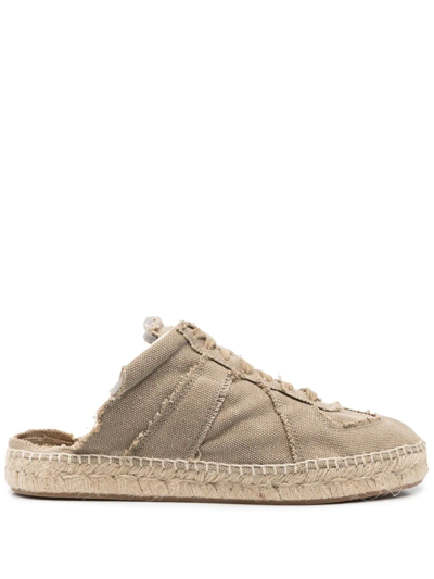 Maison Margiela Lace-up Slip-on Distressed Mules In Nude