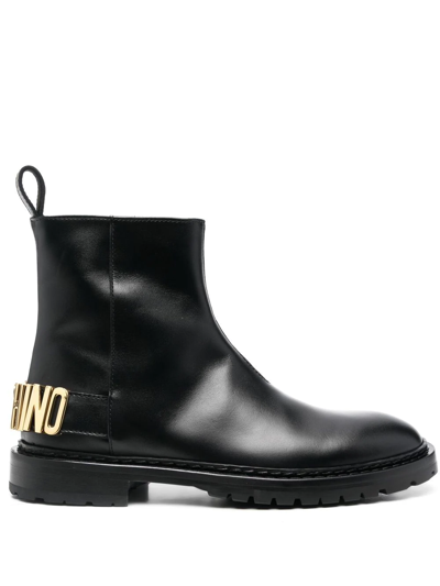 Moschino Logo-lettering Boots In Black