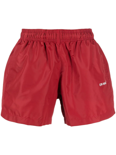 Off-white Logo-print Swim Shorts In Red