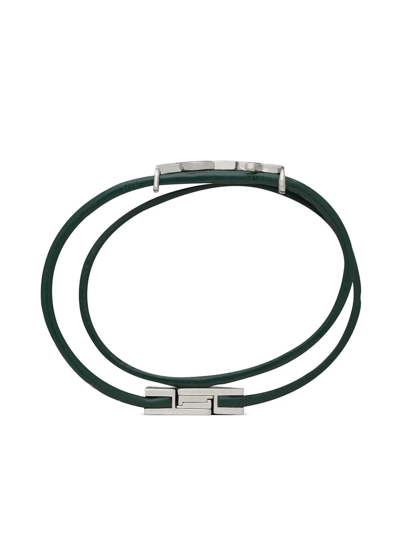 Saint Laurent Snakeskin-effect Leather Bracelet In Grün