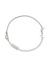 Saint Laurent Ysl-plaque Crystal-embellished Bracelet In Silber