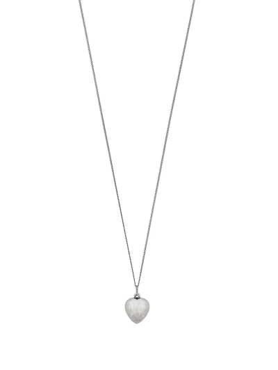 Saint Laurent Heart-pendant Chain Necklace In Silber