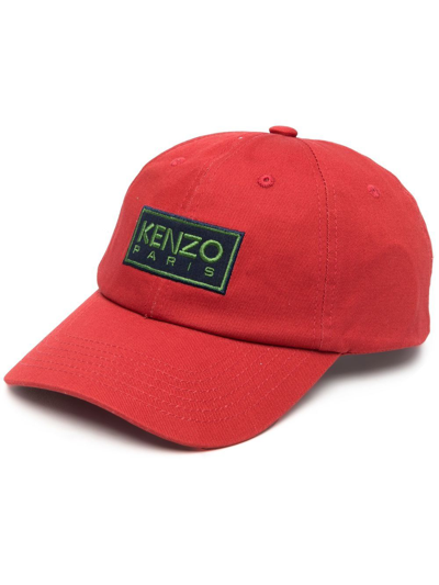 Kenzo Logo Patch Baseball Cap In Red