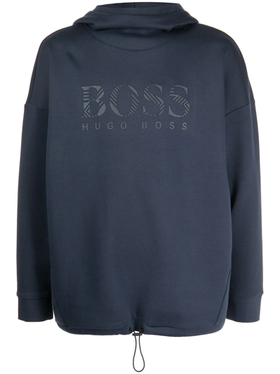 Hugo Boss Soody Iconic Logo-print Hoodie In Blue