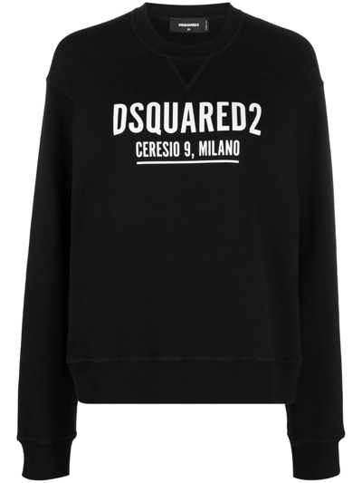 Dsquared2 Logo-print Crew-neck Sweatshirt In Black