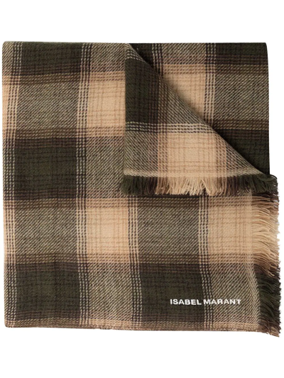 Isabel Marant Check-print Wool-cashmere Scarf In Black