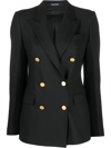 Tagliatore Double-breasted Houndstooth Jacket With Tailored Silhouette In Gray