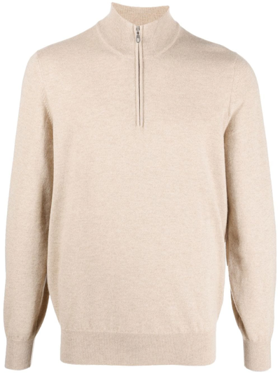 Brunello Cucinelli Cashmere Zip-up Jumper In Neutrals