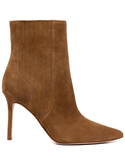 Veronica Beard Lisa Suede Stiletto Ankle Booties In Chestnut