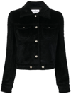 Courrèges Shearling Single-breasted Jacket In Nero