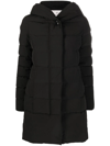Woolrich Mid-length Padded Coat With Classic Hood In Black