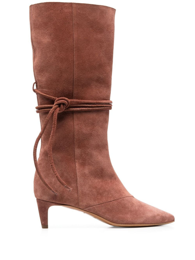 Forte Forte Knot-detailing Suede Boots In Caju