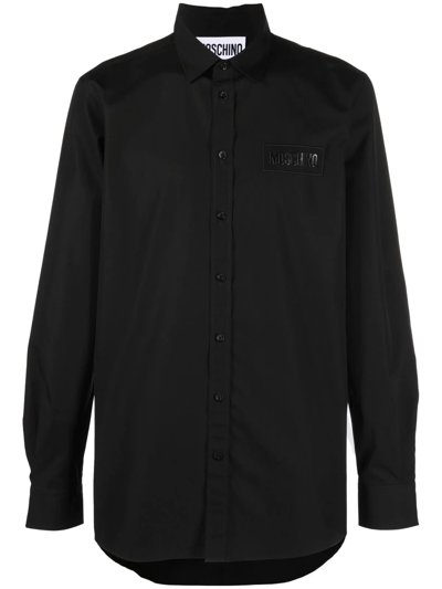 Moschino Embroidered-logo Detail Shirt In Black
