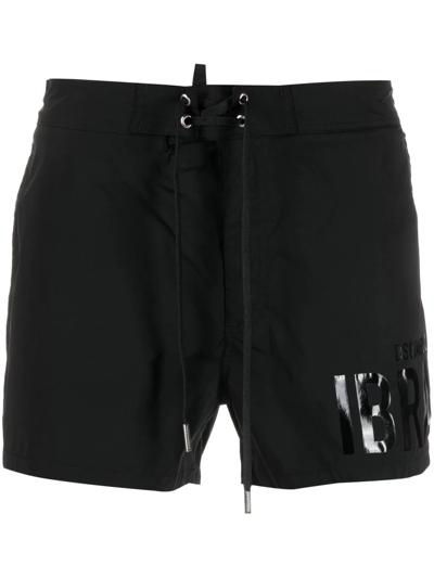 Dsquared2 Logo-print Swim Shorts In Schwarz