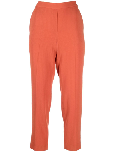 Theory Cropped Tapered-leg Trousers In Orange