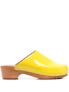 Figure Decorative High-shine Finish Clogs In Yellow