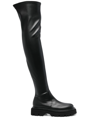 Casadei Leather Over-the-knee Boots In Schwarz