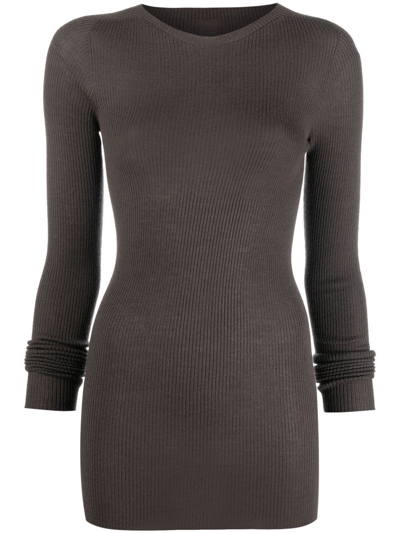 Rick Owens Long-sleeve Jumper Dress In Grau