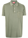 Diesel Short-sleeved Cotton Polo Shirt In Green