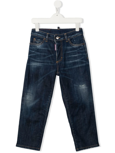 Dsquared2 Whiskered Straight-leg Jeans In Blue
