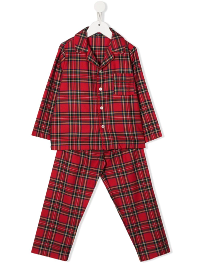 Il Gufo Tartan-print Cotton-blend Pajama Set In 红色