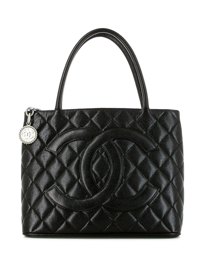 Pre-owned Chanel Medallion Quilted Tote Bag In Black