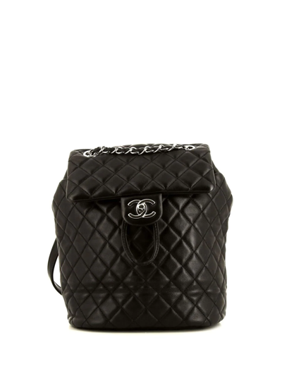 Pre-owned Chanel 2016 Diamond-quilted Flap Backpack In 黑色