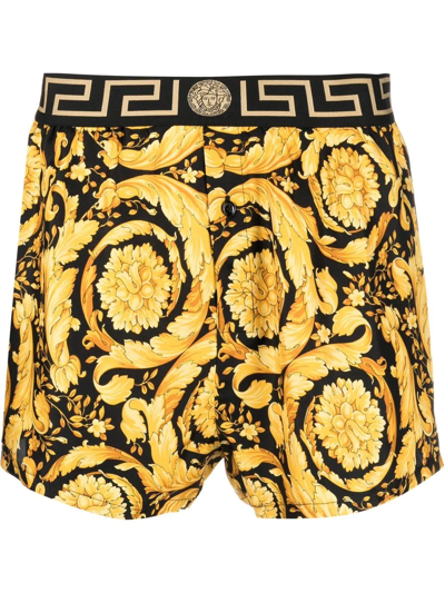 VERSACE BAROQUE-PRINT SILK BOXER SHORTS