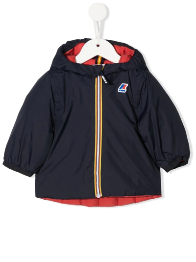 K-way Babies' Logo-patch Zip-up Padded Jacket In Blue