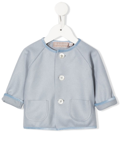 La Stupenderia Babies' Front Button-down Shirt Jacket In 蓝色