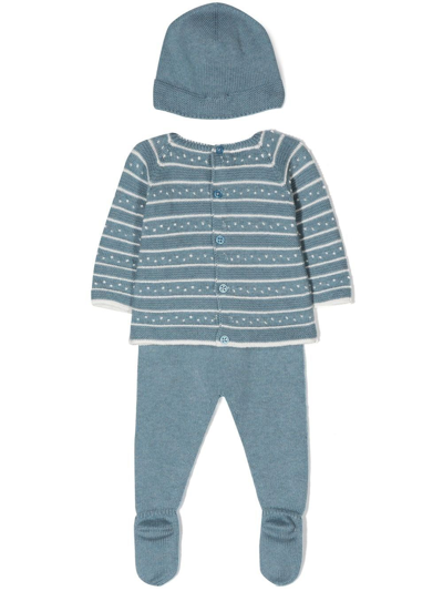Paz Rodriguez Knitted Baby Set In 蓝色