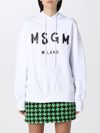 Msgm Logo-print Cotton Hoodie In White