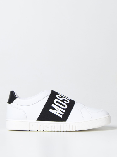 Moschino Couture Leather Sneakers In White