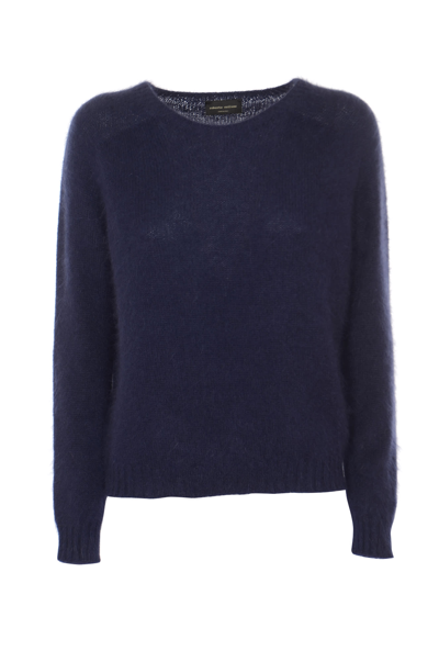 Roberto Collina Boat Neck Jumper In Blue