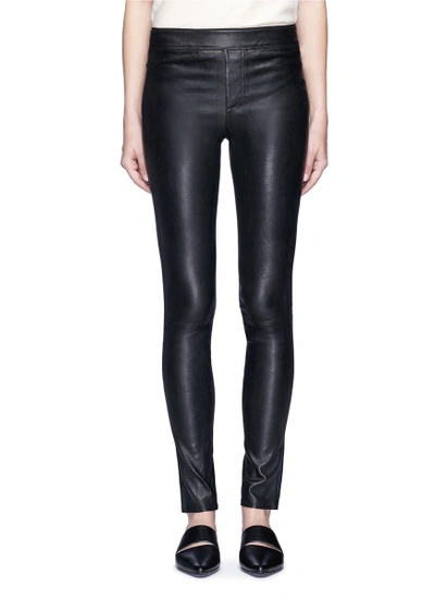 Helmut Lang Black Stretch Leather Leggings In Onyx