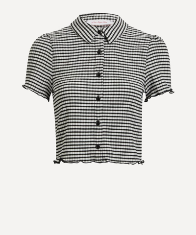 Lisa Says Gah Sabrina Top In Black / White Check