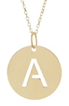 Karat Rush 14k Yellow Gold Gold Disc Initial Pendant Necklace In Gold- A