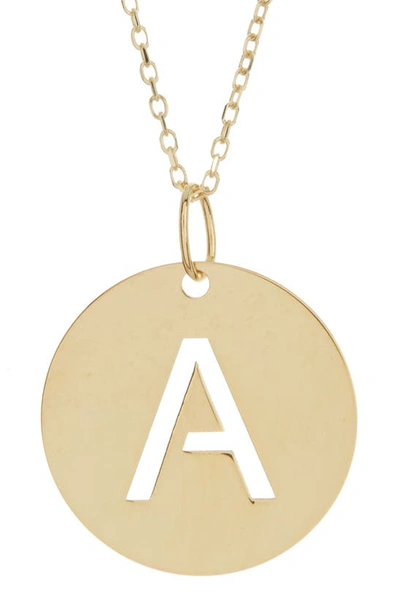 Karat Rush 14k Yellow Gold Gold Disc Initial Pendant Necklace In Gold- A